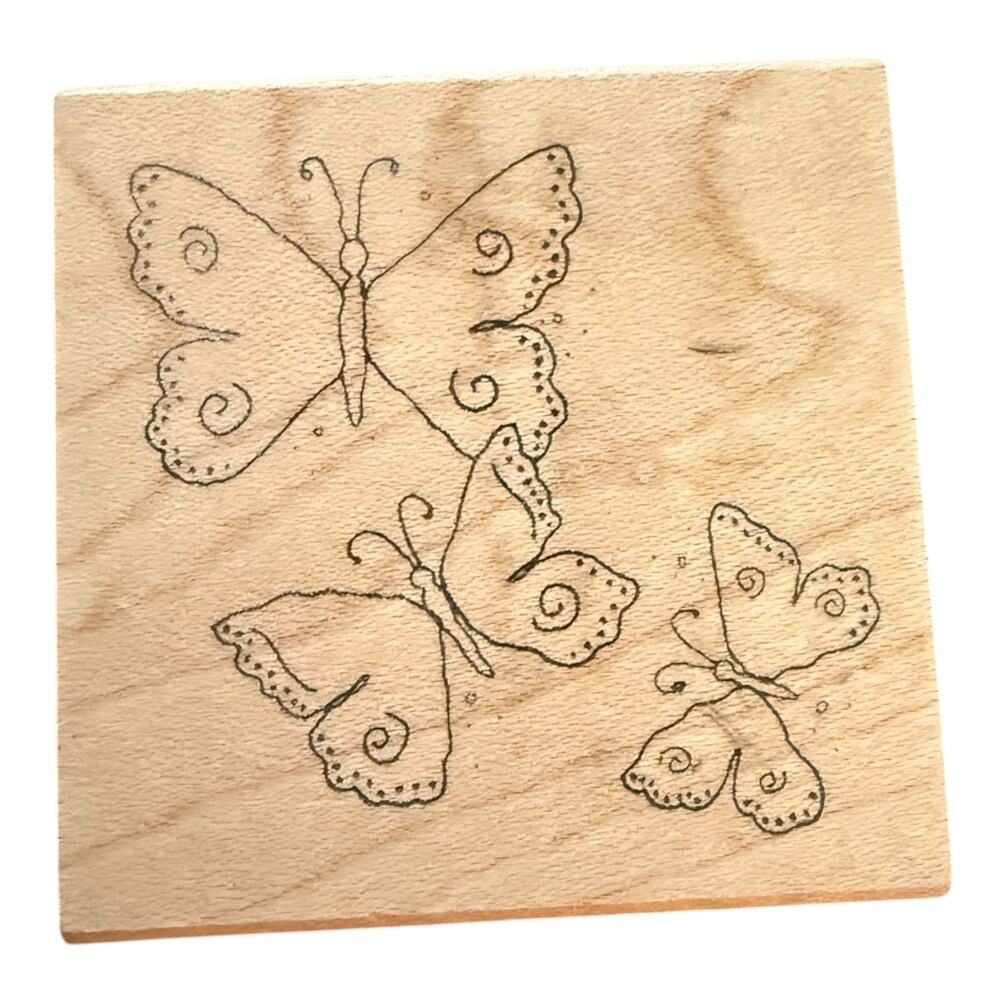 Great Impressions 3 Butterflies D286 Rubber Stamp